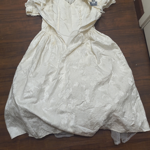 Vtg Jessica McClintock Puff Sleeve Prom Wedding Dress white Beaded Embroidered 8 - Picture 9 of 10